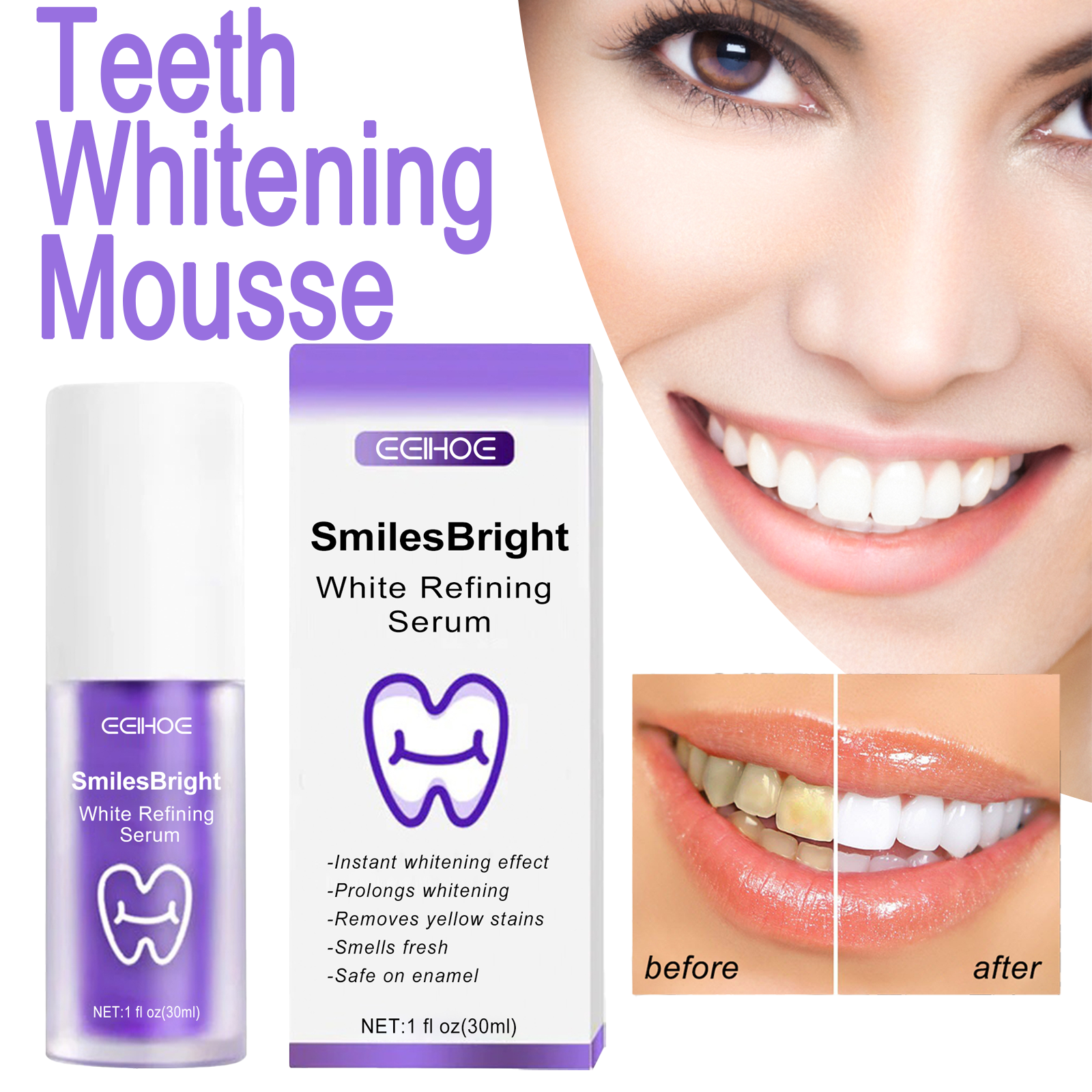 Hydroxyapatite Toothpaste - EELHOE Smiles Bright White Refining Serum
