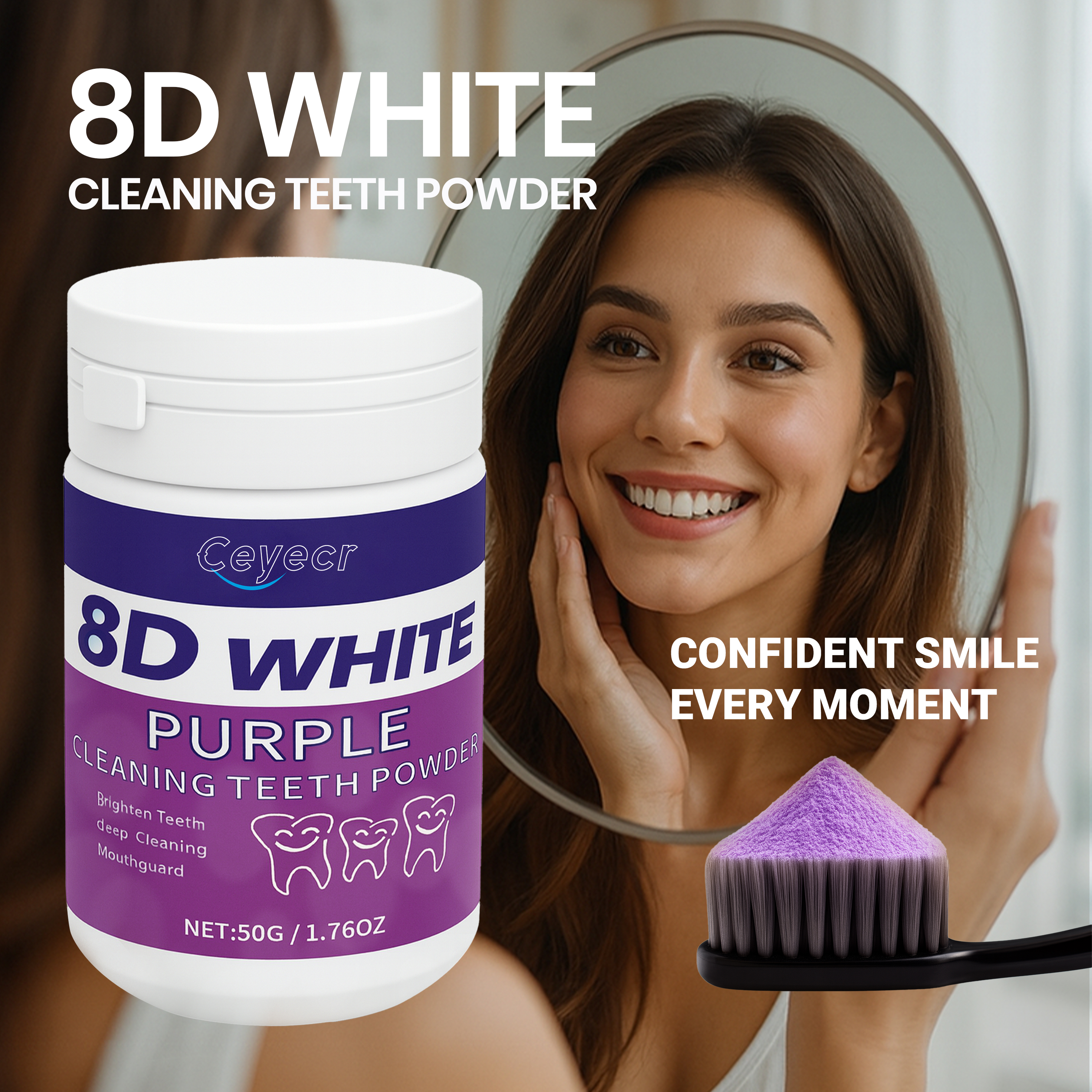 Teeth Whitening From Home - 8D white Teeth Whitening Powder, 50g/1.76.Oz