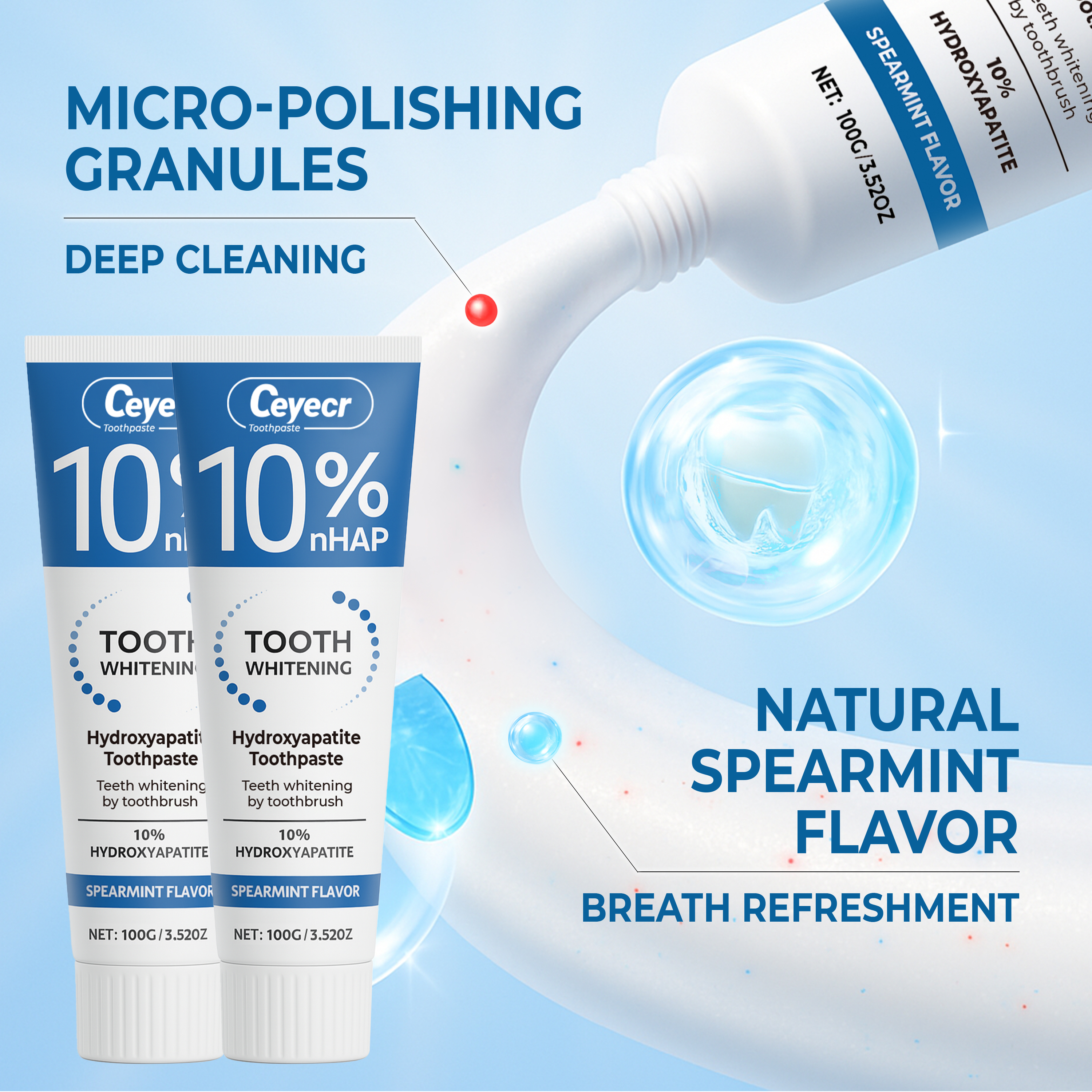 Hydroxyapatite Toothpaste - 10% Hydroxyapatite toothpaste, 10% hydroxyapatite whitening