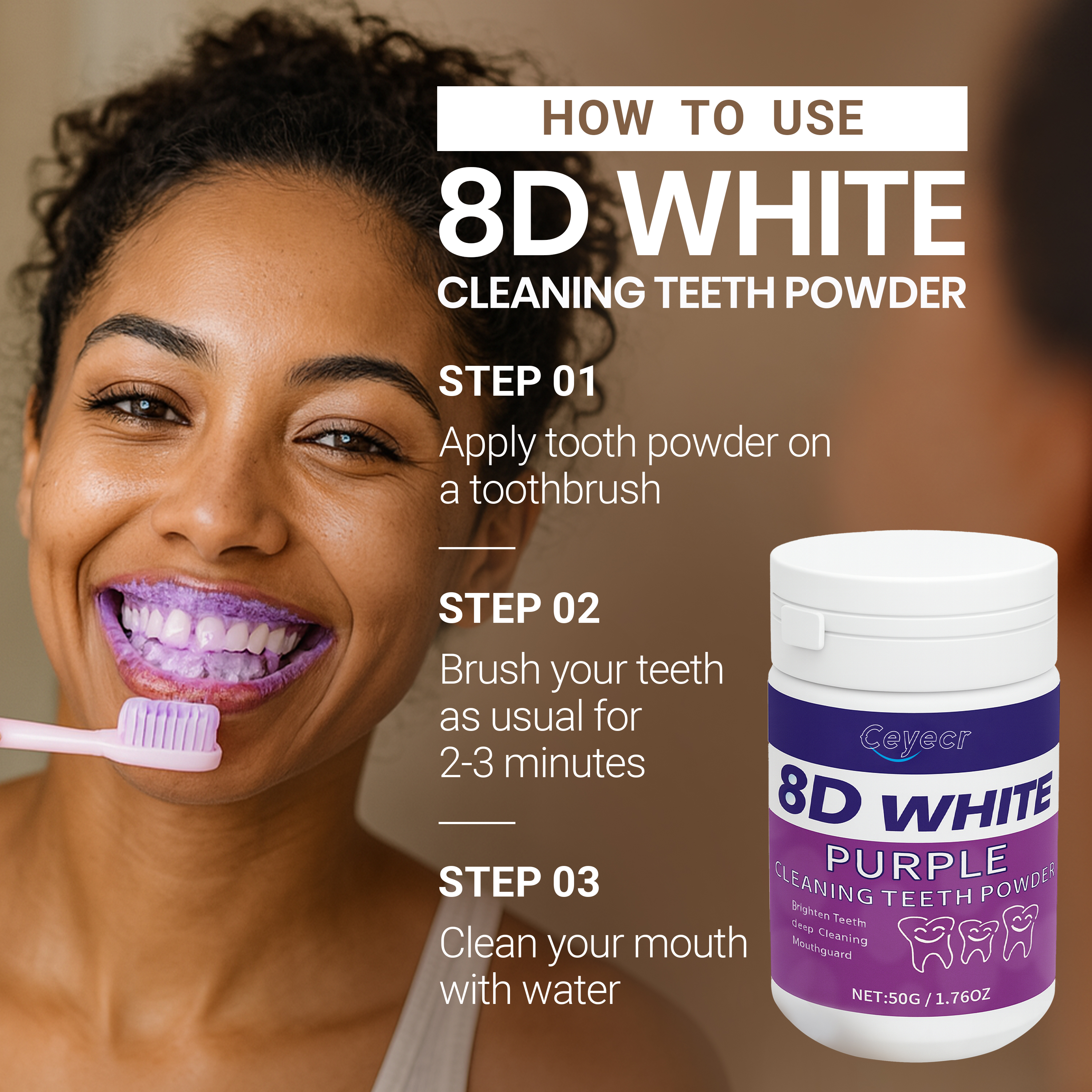 8D white Teeth Whitening Powde - مراجعة Teeth Whitening From Home وسعره
